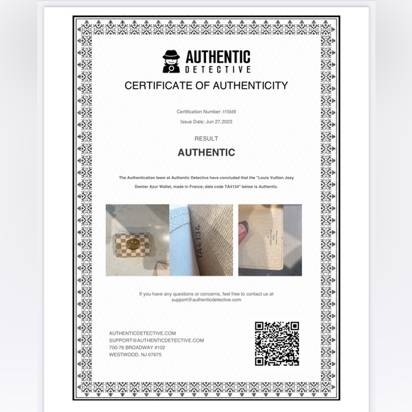 Louis Vuitton Damier Azur Trifold Joey Short Wallet on Chain w/insert! EUC - Picture 13 of 13